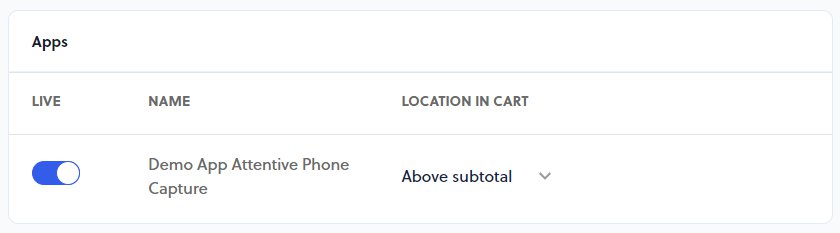 Smart Cart Apps table with live toggle and location settings
