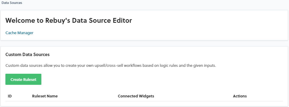 The Rebuy Data Source Editor The Rebuy Data Source Editor