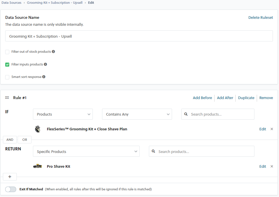 An example of a ruleset where a pro shave kit An example of a ruleset where a pro shave kit is selected